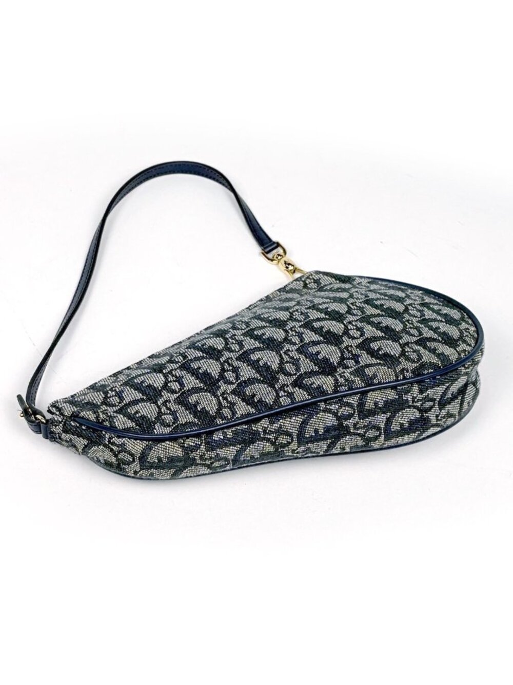 Dior Trotter Pattern Saddle Bag Canvas Navy - Picture 2 of 9